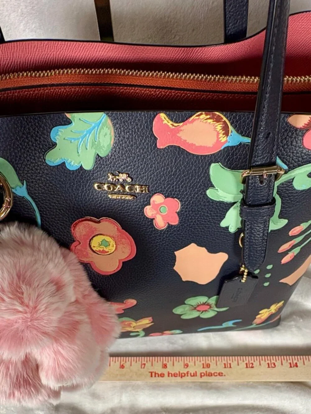 Coach Mollie Tote with Dreamy Land Floral Print and Bunny Lulu Charm - Picture 11 of 16